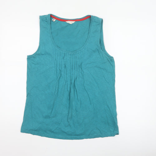 White Stuff Women's Blue Cotton Scoop Neck Tank Top Size 14