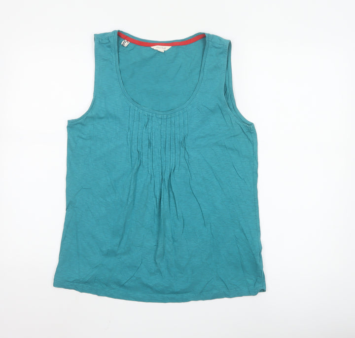 White Stuff Women's Blue Cotton Scoop Neck Tank Top Size 14