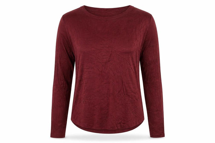 Hollister Women Red Slim Fit Long Sleeve Viscose T-Shirt Size S