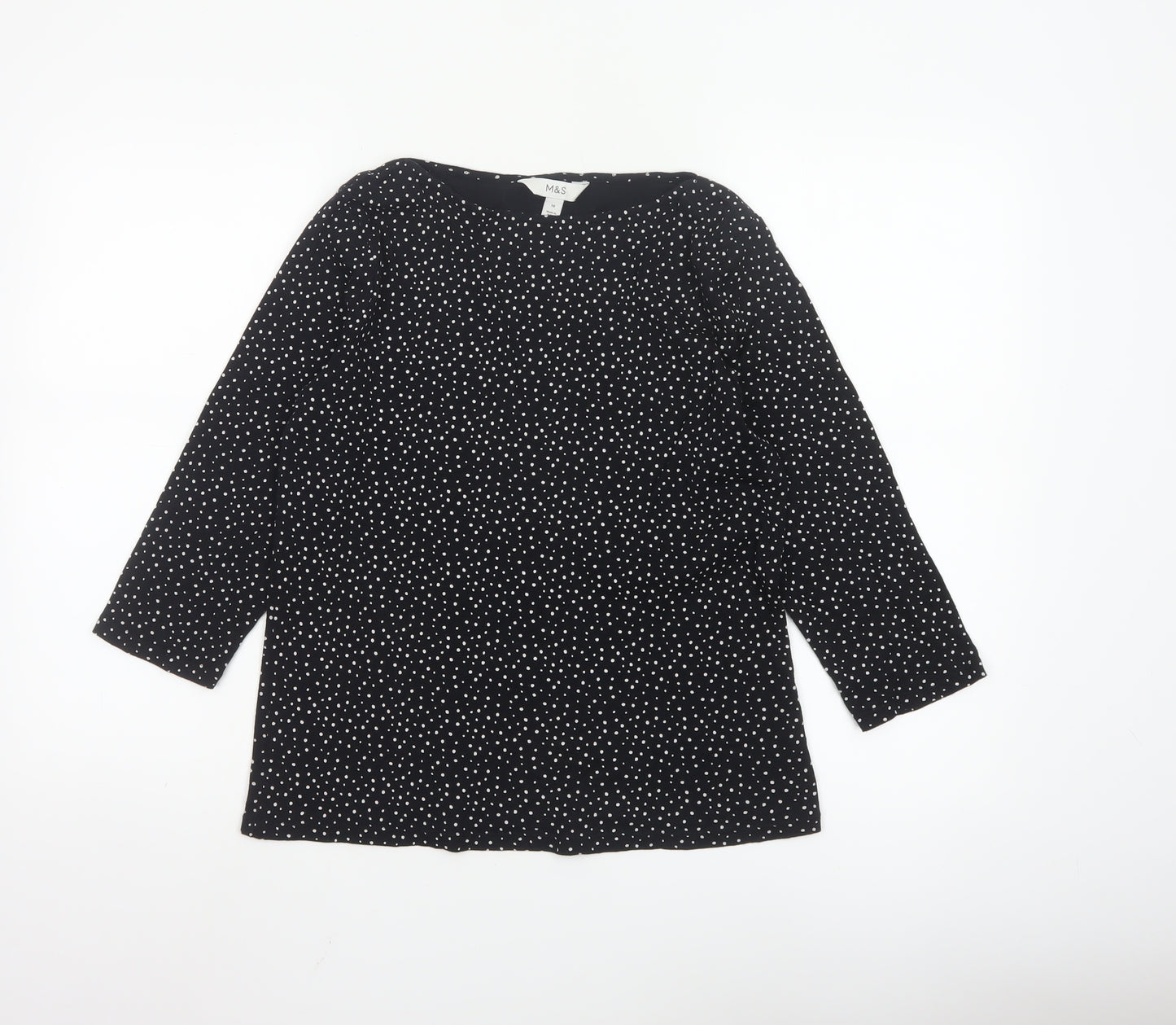 Marks and Spencer Women’s Black Polka Dot Cotton Tunic Blouse Size 14