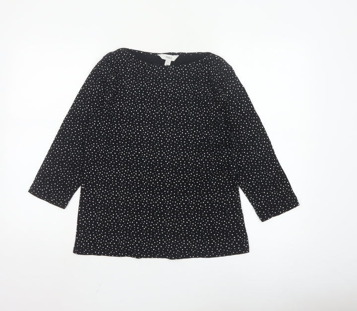Marks and Spencer Women’s Black Polka Dot Cotton Tunic Blouse Size 14