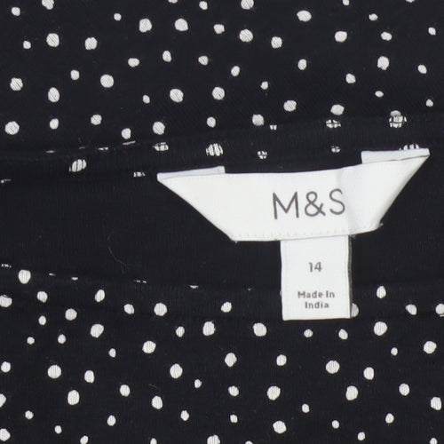 Marks and Spencer Women’s Black Polka Dot Cotton Tunic Blouse Size 14