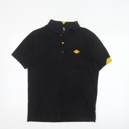 Replay Men's Black Regular Fit Cotton Polo Shirt M