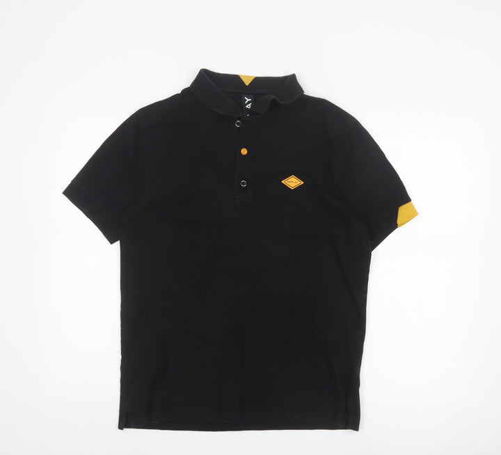 Replay Men's Black Regular Fit Cotton Polo Shirt M