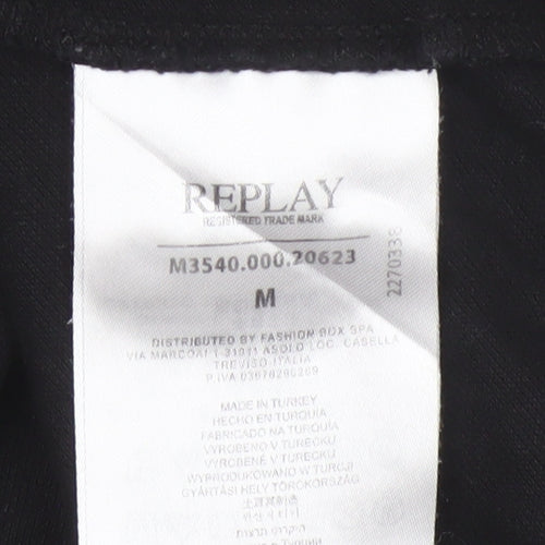 Replay Men's Black Regular Fit Cotton Polo Shirt M