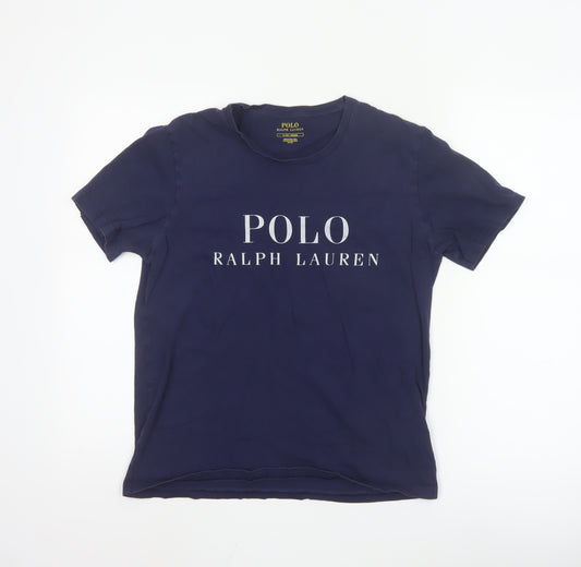 Ralph Lauren Boys Blue Logo Cotton T-Shirt Size S Short Sleeve