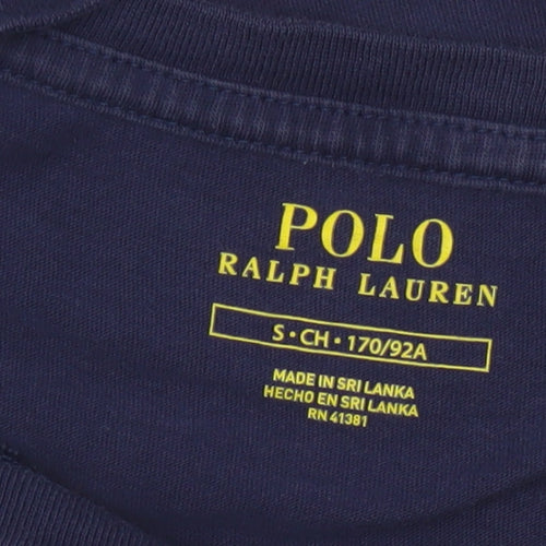 Ralph Lauren Boys Blue Logo Cotton T-Shirt Size S Short Sleeve