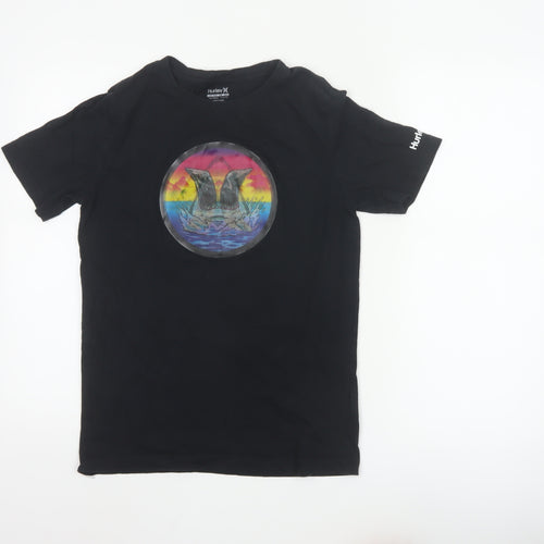 Hurley Boys Black Graphic Surf T-Shirt 12-13 Years Short Sleeve Cotton