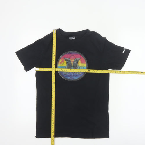 Hurley Boys Black Graphic Surf T-Shirt 12-13 Years Short Sleeve Cotton