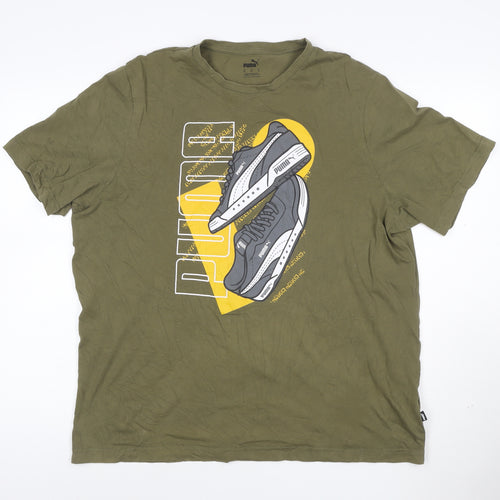 Puma Men’s Green XL Graphic Print Cotton Crew Neck T-Shirt