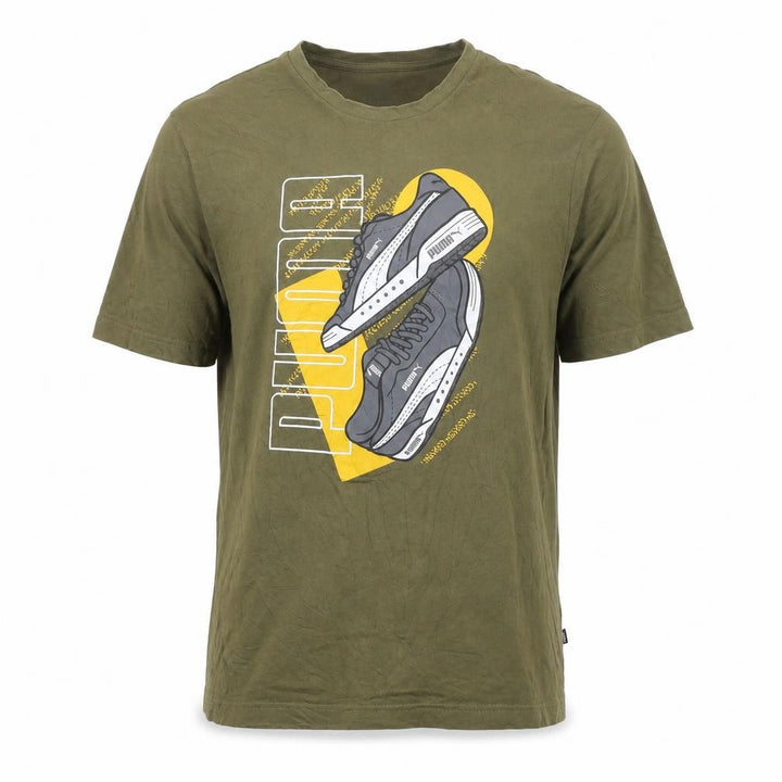 Puma Men’s Green XL Graphic Print Cotton Crew Neck T-Shirt
