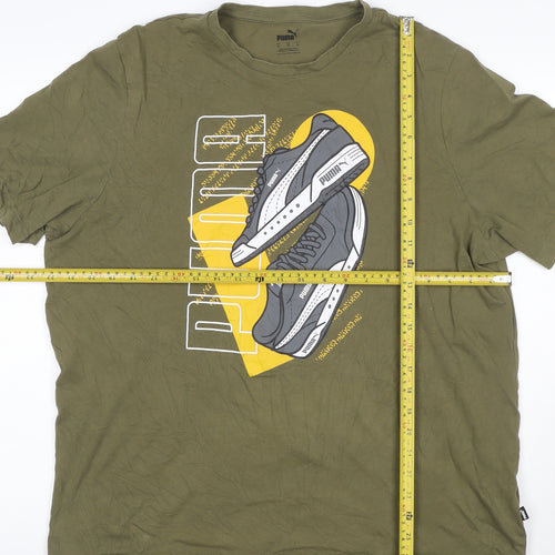 Puma Men’s Green XL Graphic Print Cotton Crew Neck T-Shirt