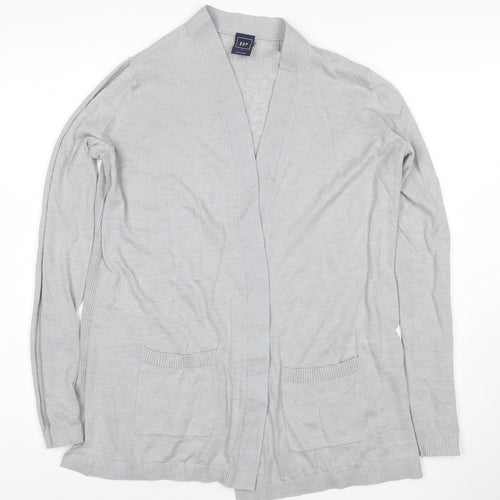 GAP Women's Grey V-Neck Open Knit Long Sleeve Cardigan Size S