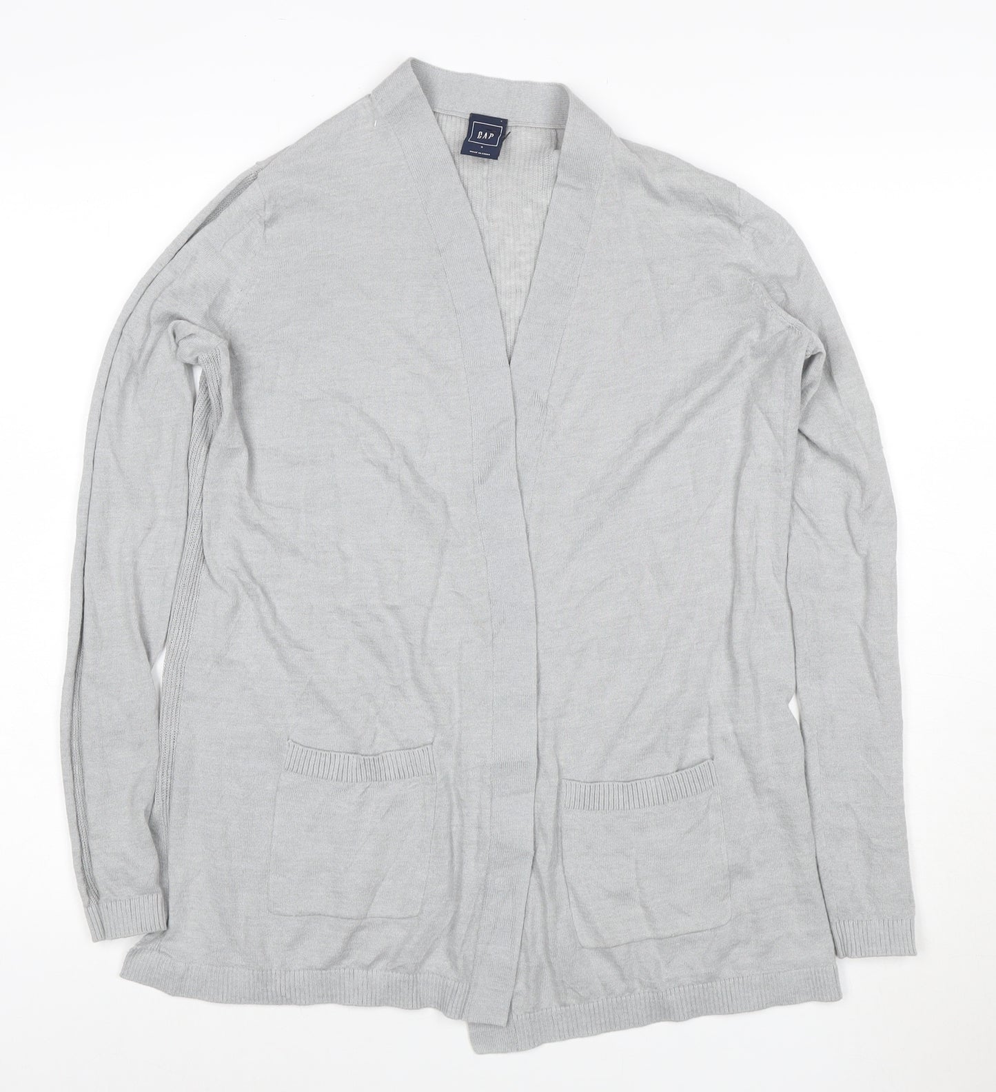 GAP Women's Grey V-Neck Open Knit Long Sleeve Cardigan Size S