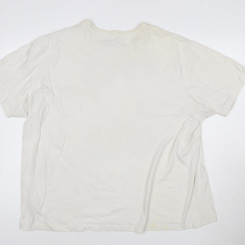 Jacamo Men’s White XL 70s 80s Graphic Print Cotton Crew Neck T-Shirt