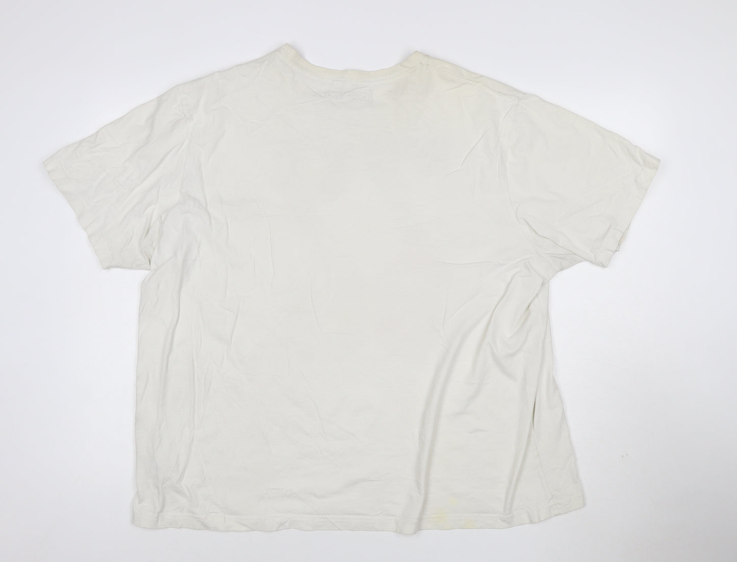 Jacamo Men’s White XL 70s 80s Graphic Print Cotton Crew Neck T-Shirt