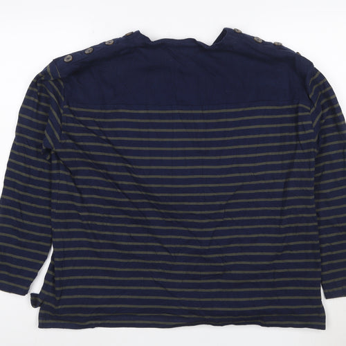 ISLE Women’s Blue Striped Long Sleeve Cotton Boat Neck Top Size 18-20