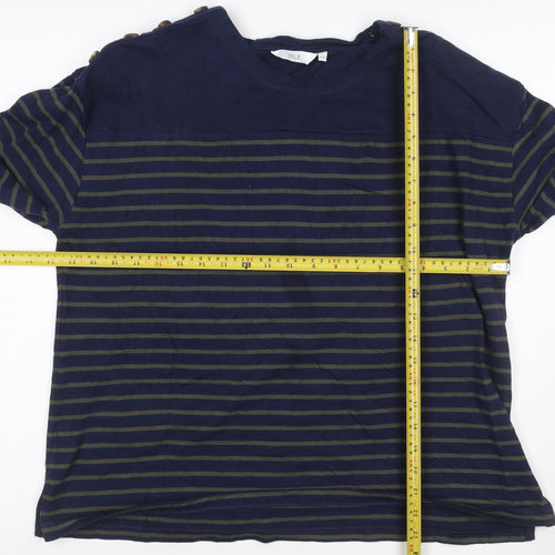 ISLE Women’s Blue Striped Long Sleeve Cotton Boat Neck Top Size 18-20