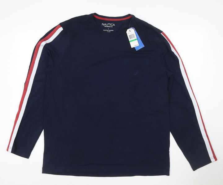 Nautica Men Blue Long Sleeve Performance T-Shirt L