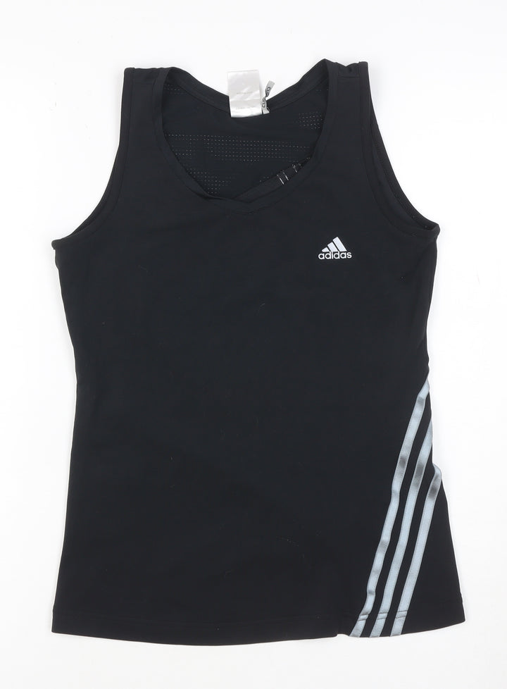 adidas Womens Black Climalite V-Neck Tank Top Size 12 Gym Fitness