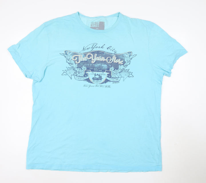 North Coast Men's Blue 2XL Cotton Graphic Crew Neck T-Shirt
