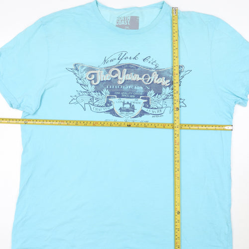 North Coast Men's Blue 2XL Cotton Graphic Crew Neck T-Shirt