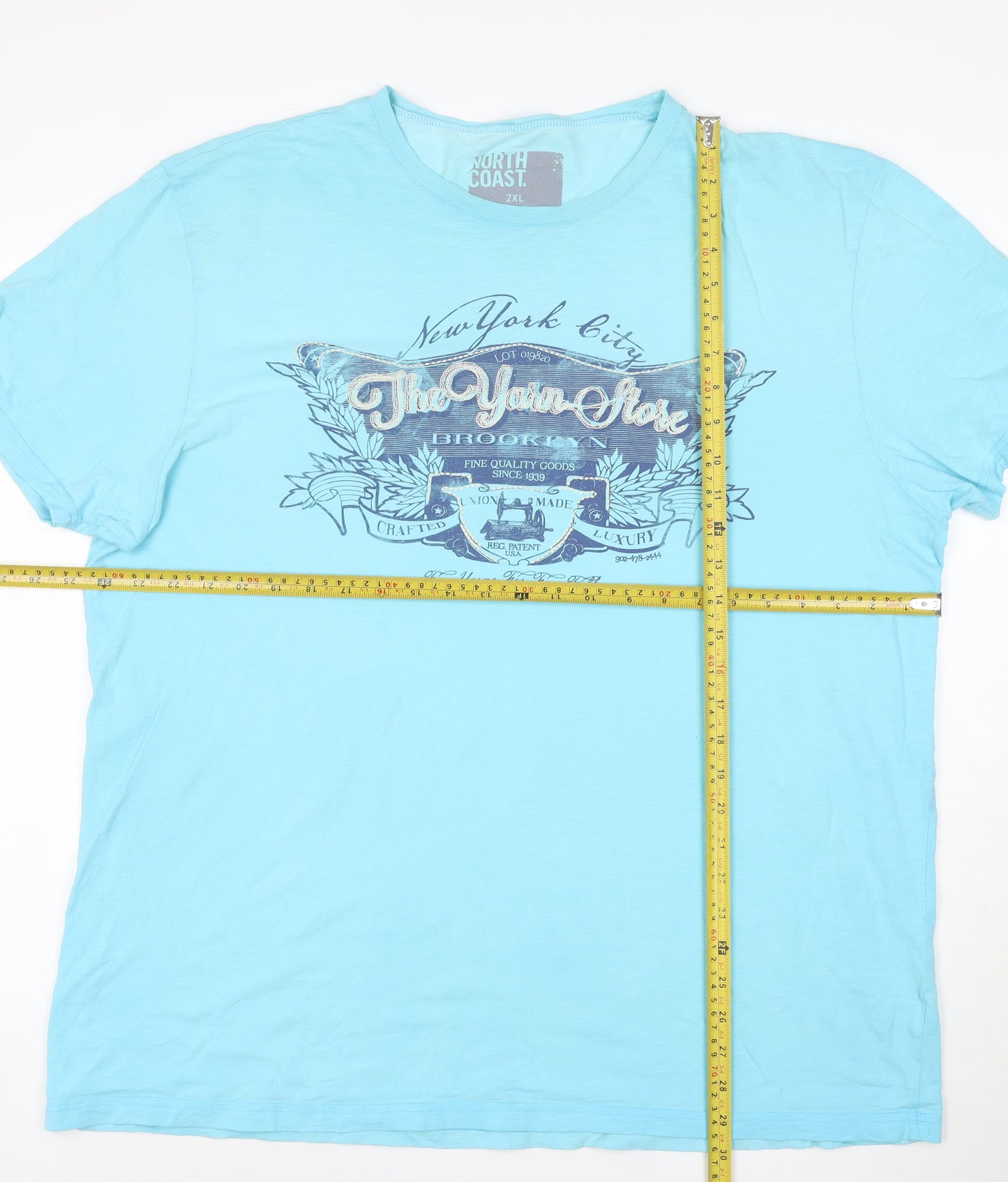 North Coast Men's Blue 2XL Cotton Graphic Crew Neck T-Shirt
