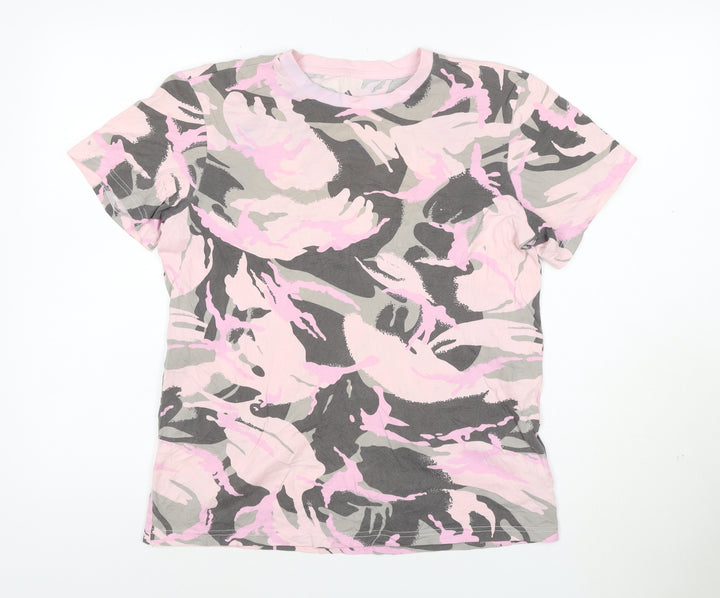 Adidas Womens Multicoloured Camouflage Cotton T-Shirt Size S
