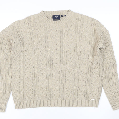 Superdry Women's Beige Cable-Knit Wool Jumper Size 8