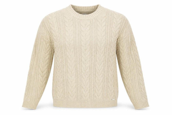 Superdry Women's Beige Cable-Knit Wool Jumper Size 8