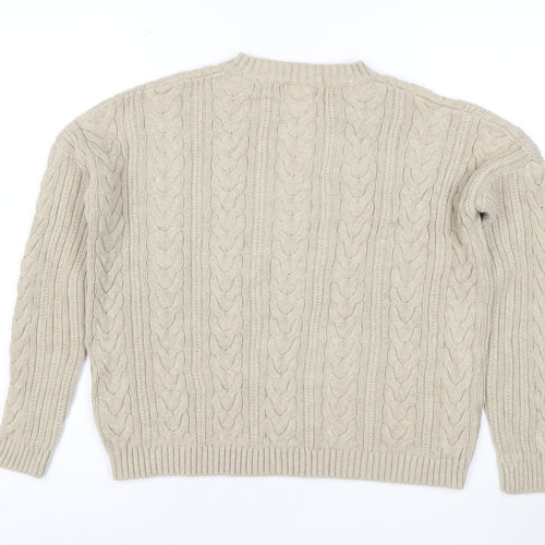 Superdry Women's Beige Cable-Knit Wool Jumper Size 8