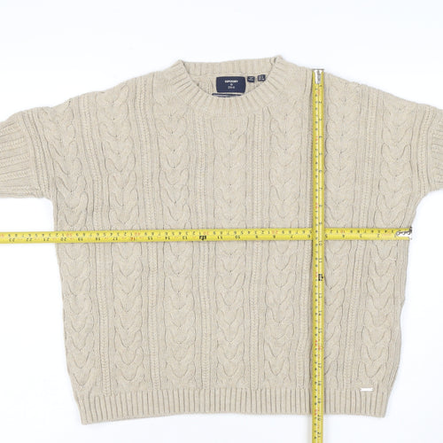 Superdry Women's Beige Cable-Knit Wool Jumper Size 8