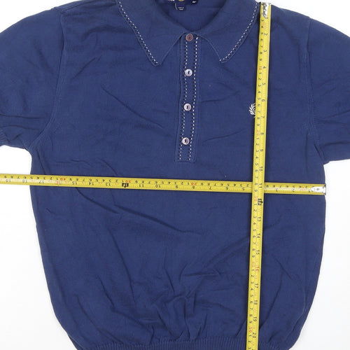 Fred Perry Women's Blue Cotton Polo Shirt Size 12 Classic Fit