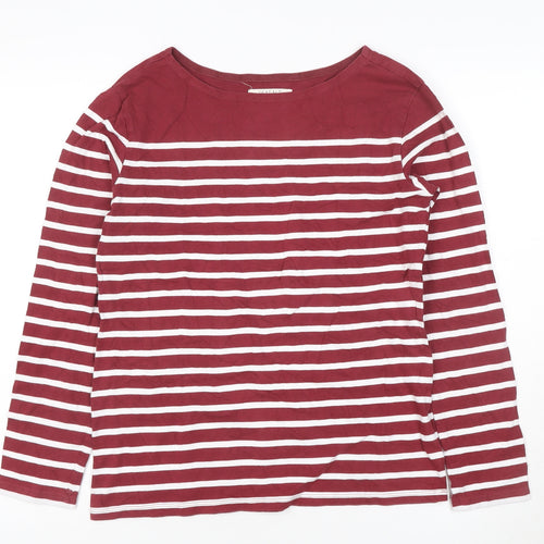 Seasalt Women Red Striped Organic Cotton Long Sleeve Sailor Shirt Size 10