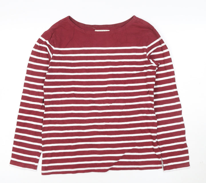 Seasalt Women Red Striped Organic Cotton Long Sleeve Sailor Shirt Size 10