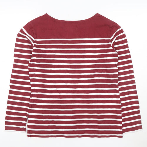 Seasalt Women Red Striped Organic Cotton Long Sleeve Sailor Shirt Size 10