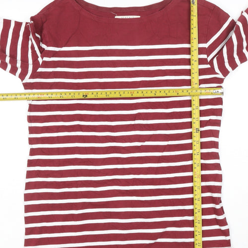 Seasalt Women Red Striped Organic Cotton Long Sleeve Sailor Shirt Size 10
