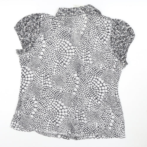 Per Una Women Grey Polka Dot Ruffle Mesh Blouse Size 20