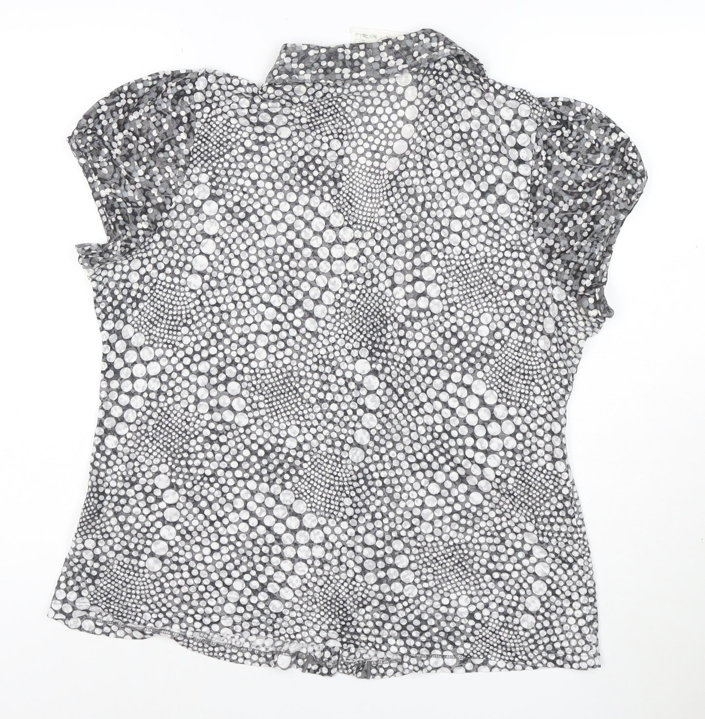 Per Una Women Grey Polka Dot Ruffle Mesh Blouse Size 20