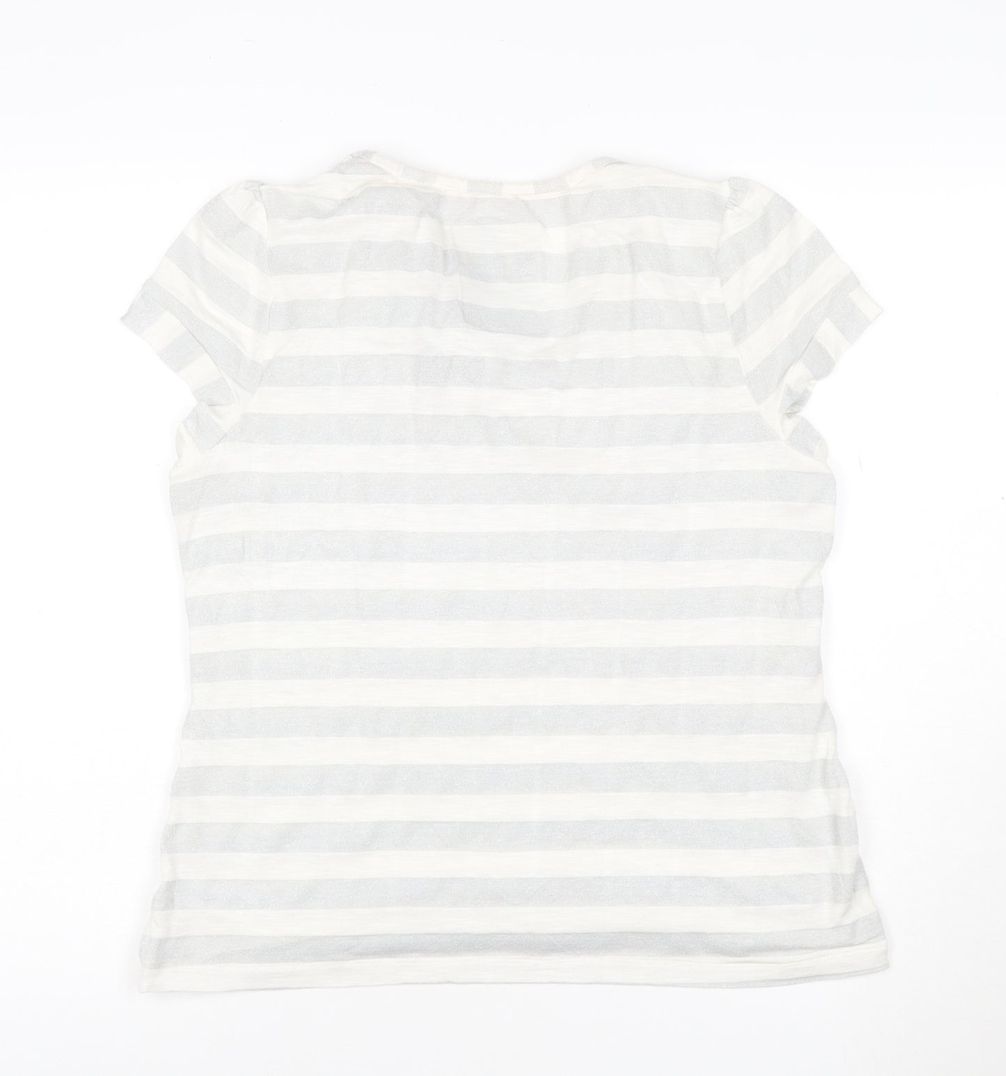 Betty Jackson Black Womens White Striped Cowl Neck Short Sleeve Top Size 18