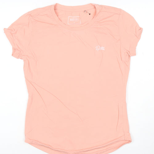 Diesel Womens Pink Cotton Basic T-Shirt Size S