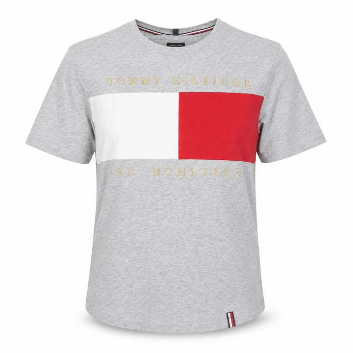 Tommy Hilfiger Unisex Grey Colourblock Cotton T-Shirt Size S