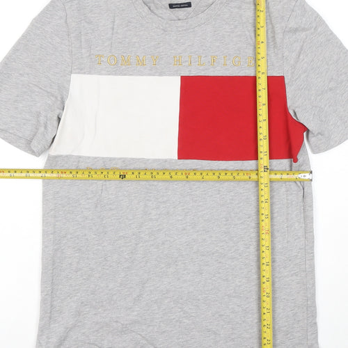 Tommy Hilfiger Unisex Grey Colourblock Cotton T-Shirt Size S