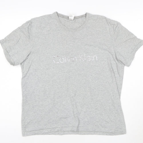 Calvin Klein Women's Grey Cotton Logo T-Shirt Size L