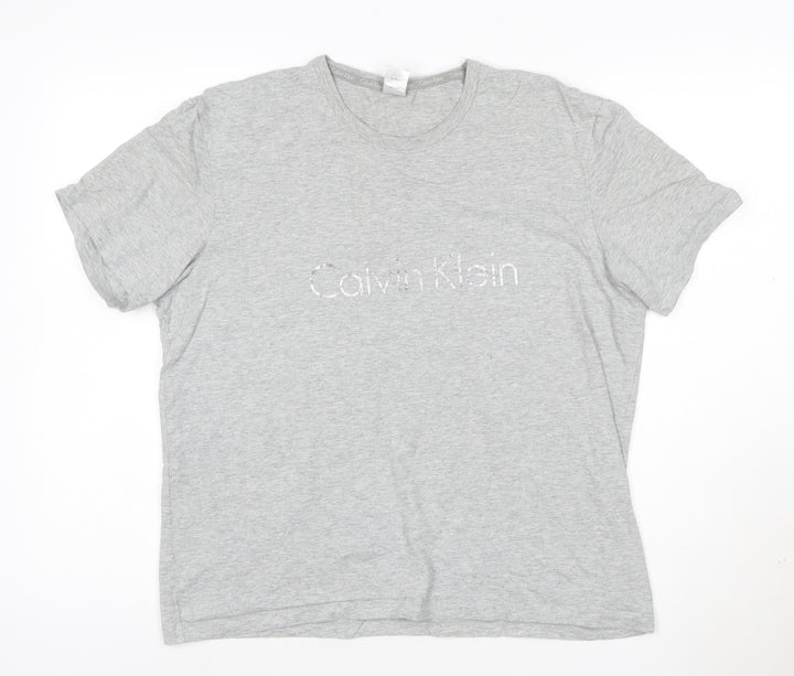 Calvin Klein Women's Grey Cotton Logo T-Shirt Size L