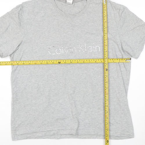 Calvin Klein Women's Grey Cotton Logo T-Shirt Size L
