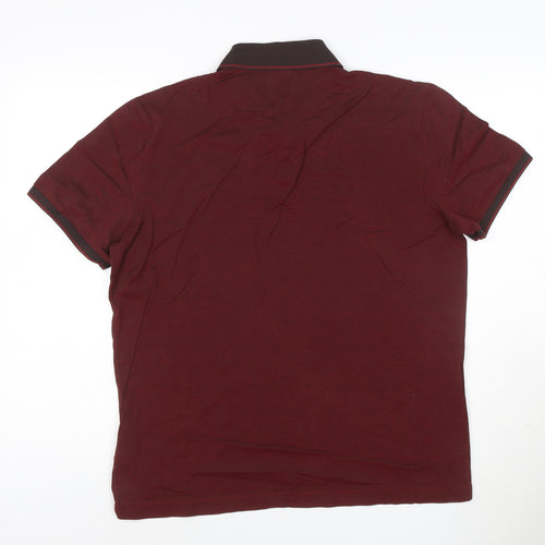 Hugo Boss Men's Red Regular Fit Cotton Polo Shirt Size XL