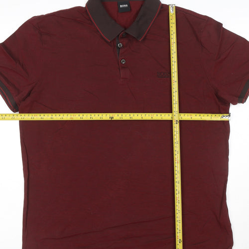 Hugo Boss Men's Red Regular Fit Cotton Polo Shirt Size XL