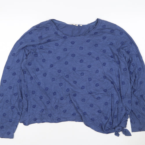 Fat Face Women Blue Floral Long Sleeve Jersey T-Shirt UK 16