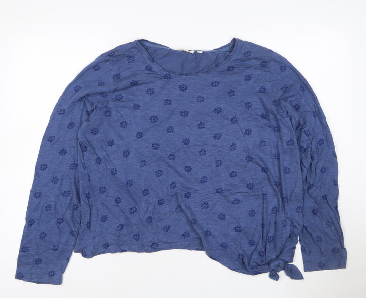 Fat Face Women Blue Floral Long Sleeve Jersey T-Shirt UK 16
